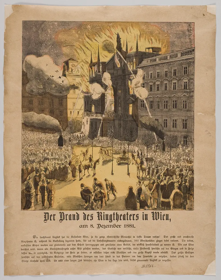 Wien, Ringtheater, Titel in Vorlageform: Der Brand des Ringtheaters in Wien, am 8. Dezember 1881