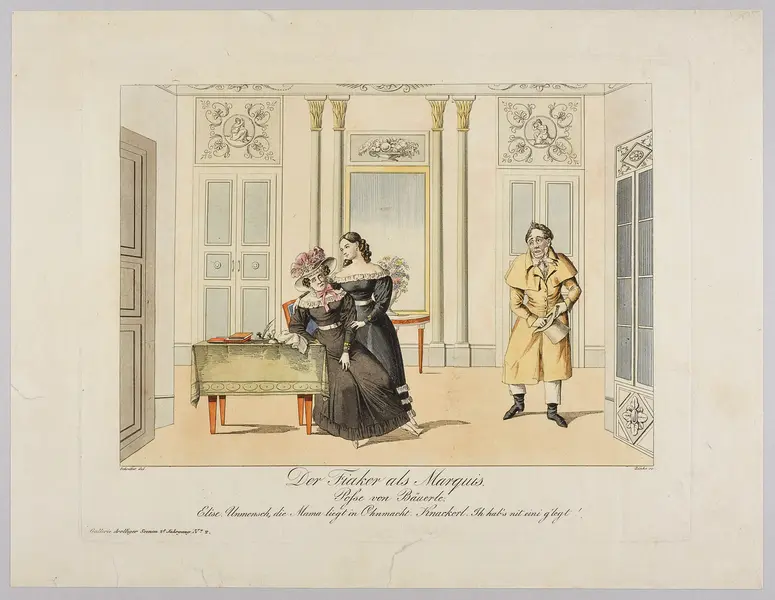 Der Fiaker als Marquis, Titel der Serie: Gallerie drolliger Scenen, Name der Zeitschrift: Wiener Theaterzeitung