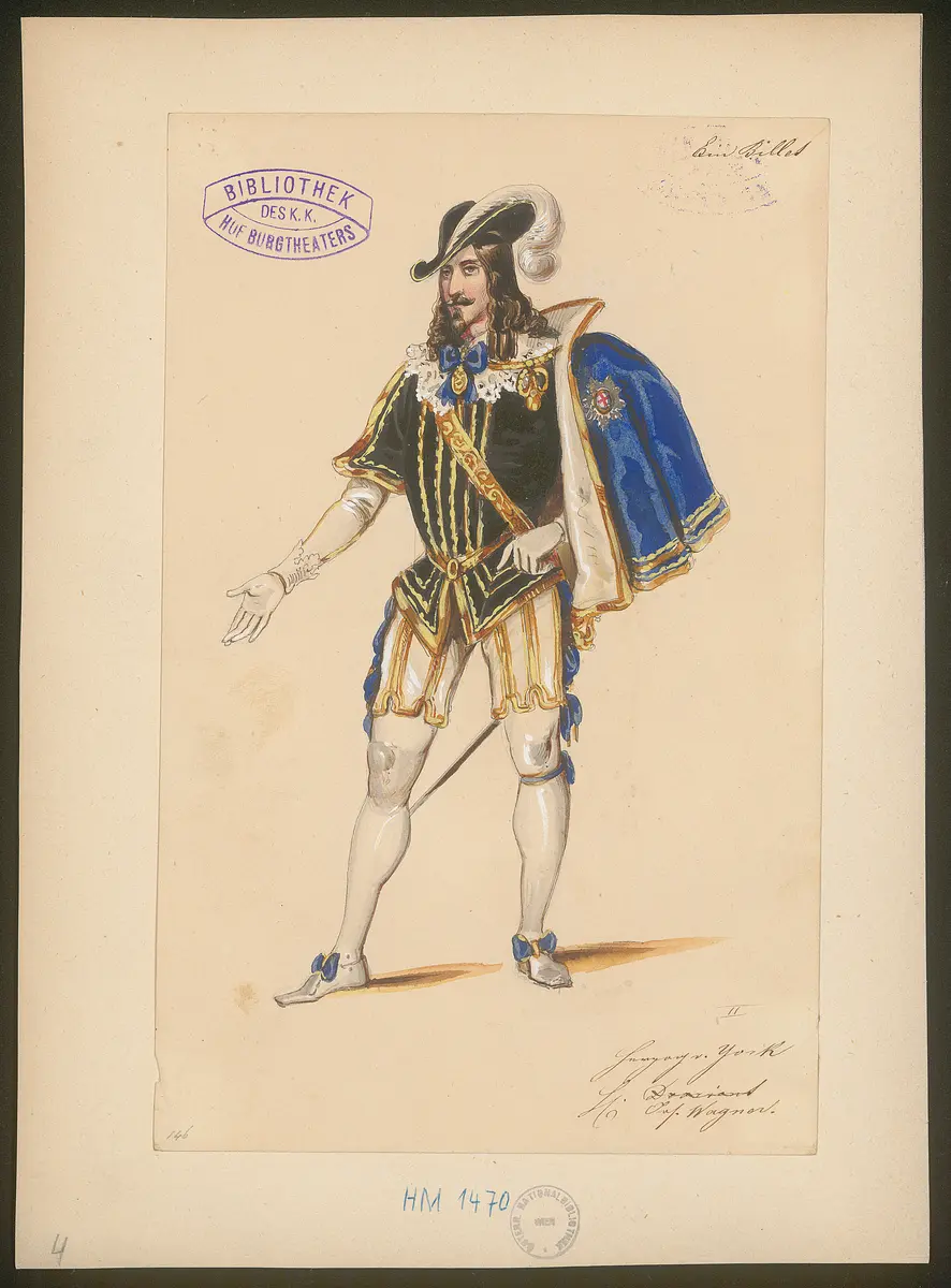 Ein Billett, Titel der Serie: Figurinen des k.k. Hof-Burgtheaters