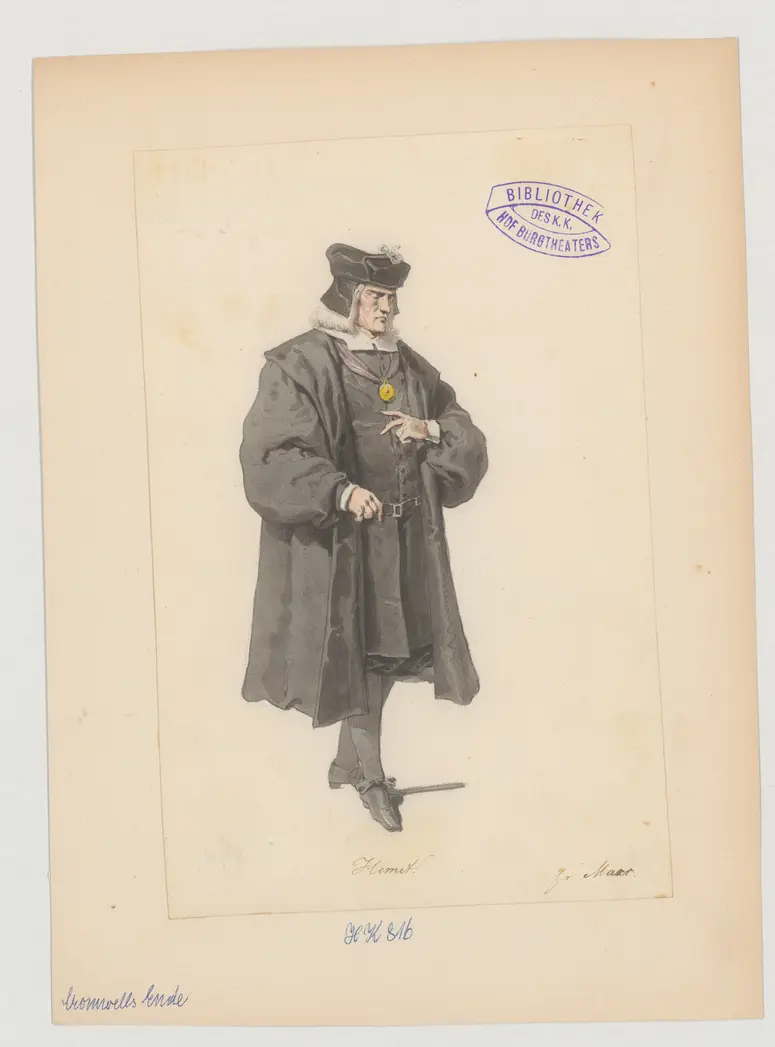 Cromwells Ende, Titel der Serie: Figurinen des k.k. Hof-Burgtheaters