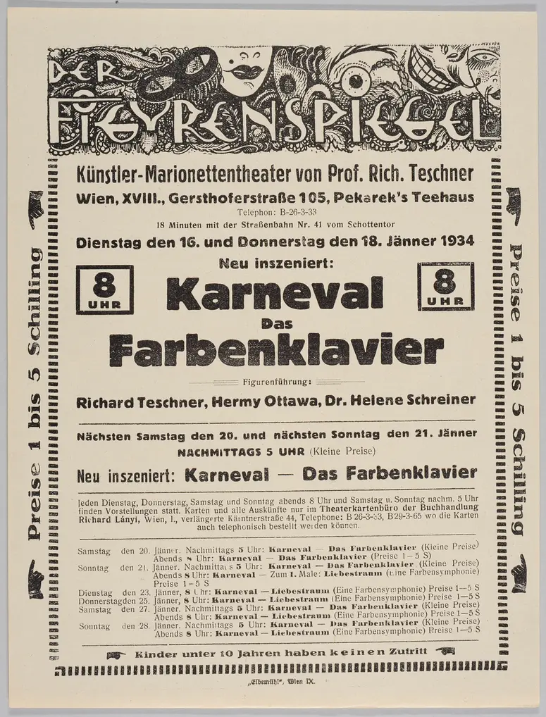 Der Figurenspiegel, Verweis auf Stücktitel: Karneval / Traum im Karneval, Verweis auf Stücktitel: Das Farbenklavier
