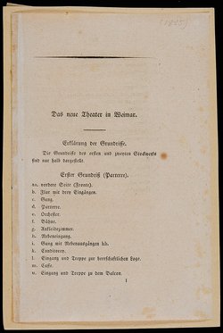 Weimar, Hoftheater, Titel in Vorlageform: Das neue Theater in Weimar