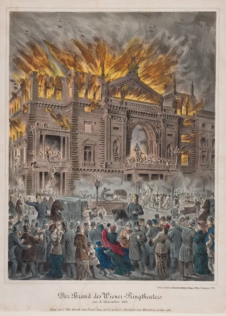 Wien, Ringtheater, Titel in Vorlageform: Der Brand des Wiener Ringtheaters in Wien am 8. Dezember 1881