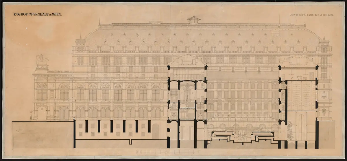 K. u. K. Hof-Opernhaus, Längenschnitt durch das Kesselhaus