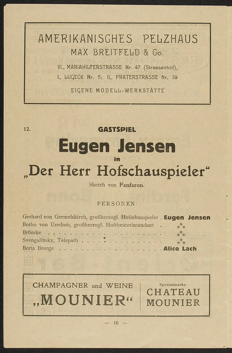 Theater und Kabarett Hölle, Der Herr Hofschauspieler