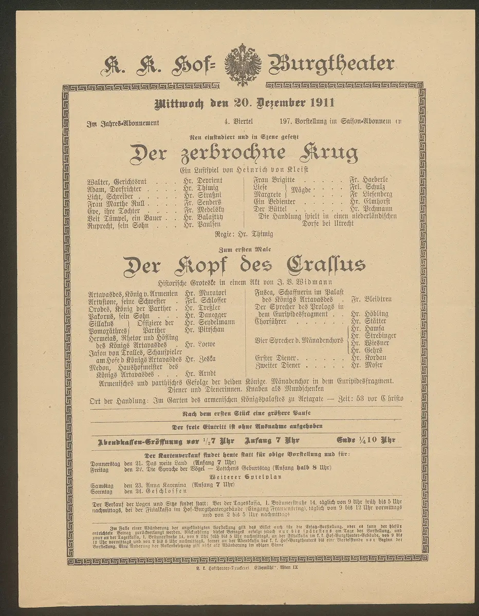 Der zerbrochne Krug, Der Kopf des Crassus