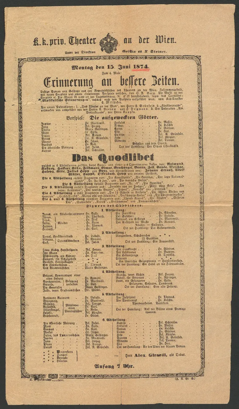 Erinnerung an bessere Zeiten, Das Quodlibet, Die aufgeweckten Götter