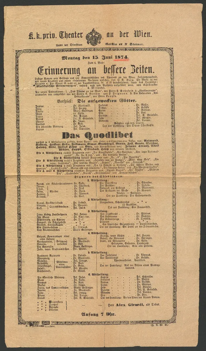 Erinnerung an bessere Zeiten, Das Quodlibet, Die aufgeweckten Götter