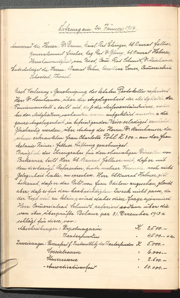 Protokolle der Ausschusssitzungen des Vereines des Deutschen Volkstheaters