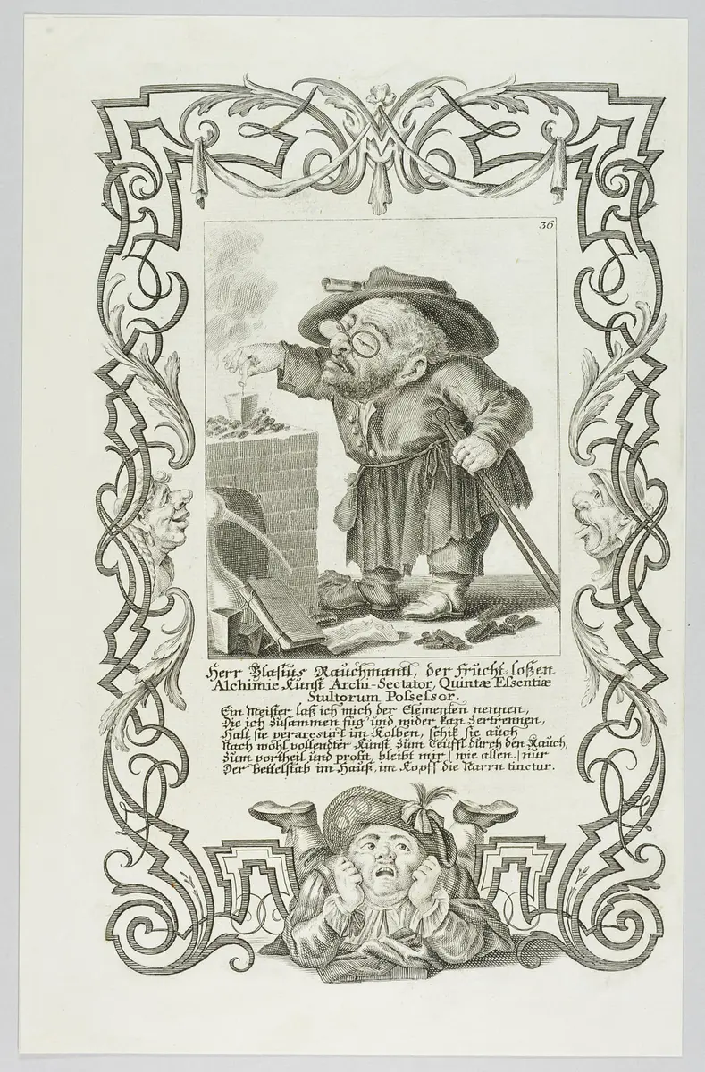 Il Callotto resuscitato oder Neü eingerichtes Zwerchen Cabinett, Herr Blasius Rauchmantl ...