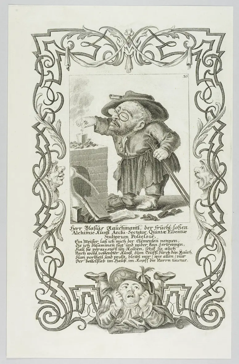 Il Callotto resuscitato oder Neü eingerichtes Zwerchen Cabinett, Herr Blasius Rauchmantl ...