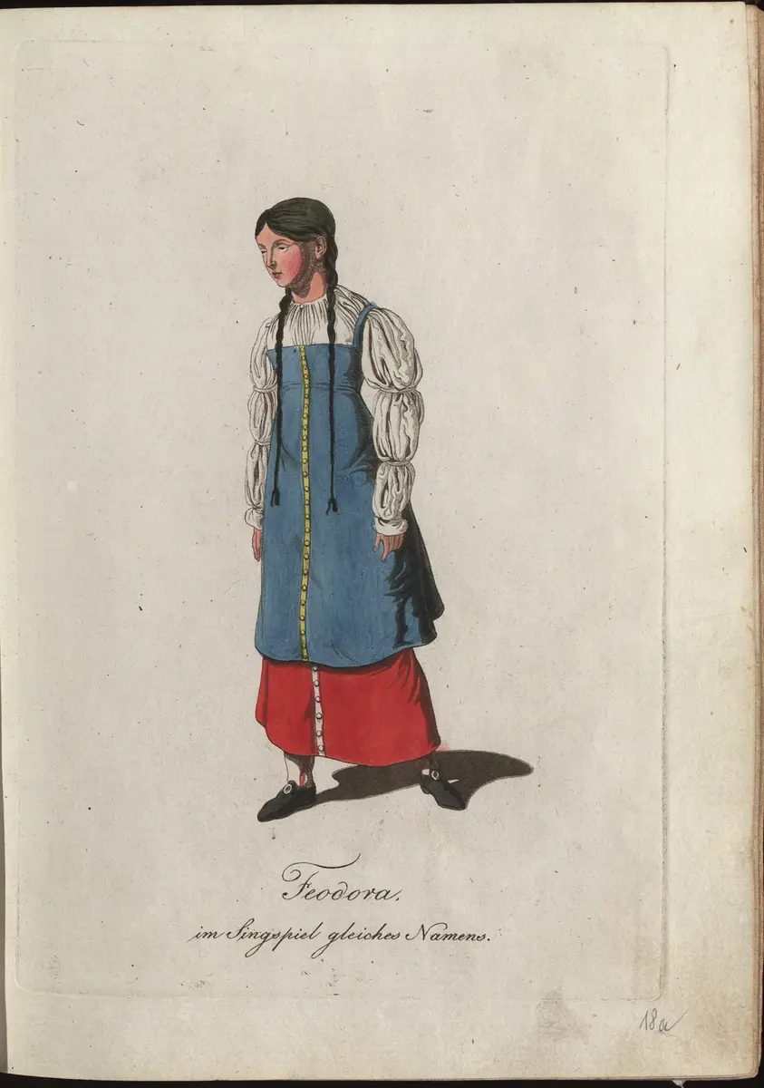 Feodora, Titel der Serie: Auswahl schöner Costumes für Theater- und Ball-Anzüge