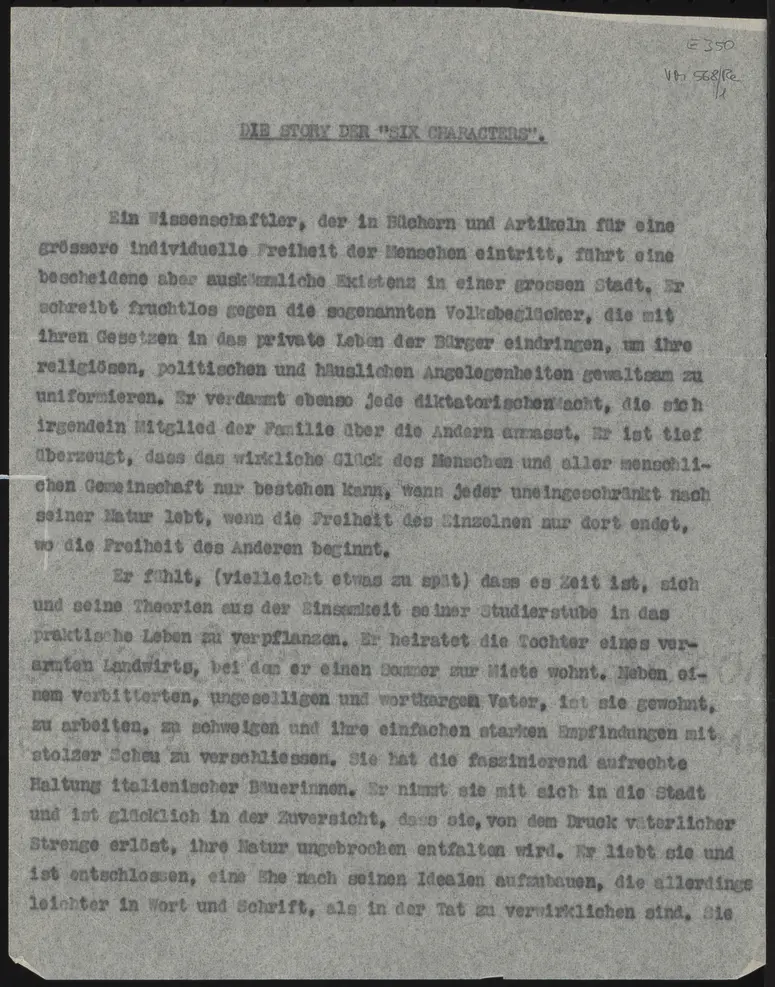 Sechs Personen suchen einen Autor