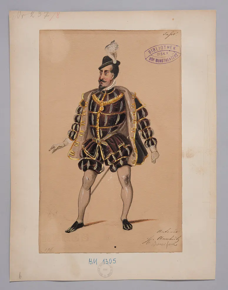 Torquato Tasso, Titel der Serie: Figurinen des k.k. Hof-Burgtheaters