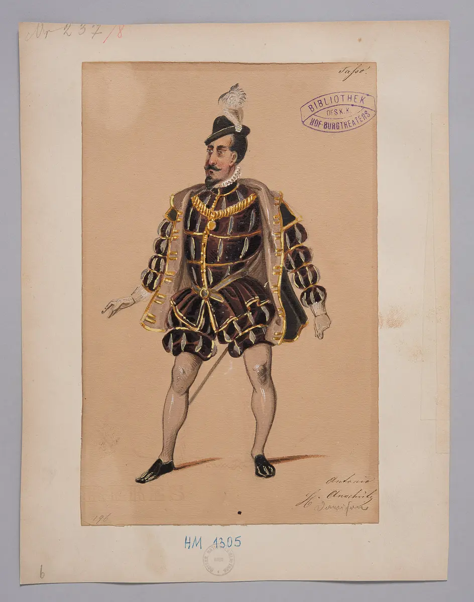 Torquato Tasso, Titel der Serie: Figurinen des k.k. Hof-Burgtheaters