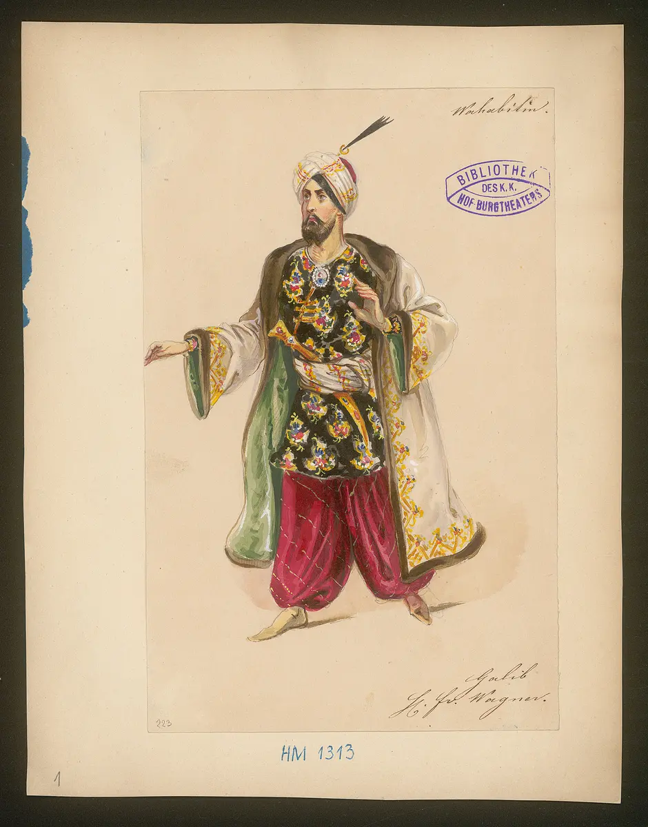 Die Wahabitin, Titel der Serie: Figurinen des k.k. Hof-Burgtheaters