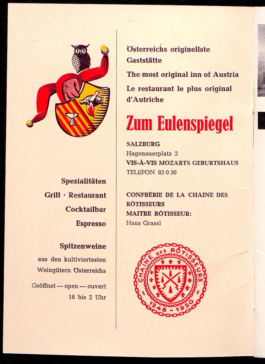 Salzburger Festspiele 1964, Titel in Vorlageform: Salzburgo Festival 1964, Verweis auf Stücktitel: Cosi fan tutte, Verweis auf Stücktitel: Figaros Hochzeit, Verweis auf Stücktitel: Lucio Silla, Verweis auf Stücktitel: Die Zauberflöte, Verweis auf Stücktitel: Ariadne auf Naxos, Verweis auf Stücktitel: Elektra, Verweis auf Stücktitel: Der Rosenkavalier, Verweis auf Stücktitel: Macbeth, Verweis auf Stücktitel: Jedermann, Verweis auf Stücktitel: Faust, Verweis auf Stücktitel: Die lustigen Weiber von Windsor
