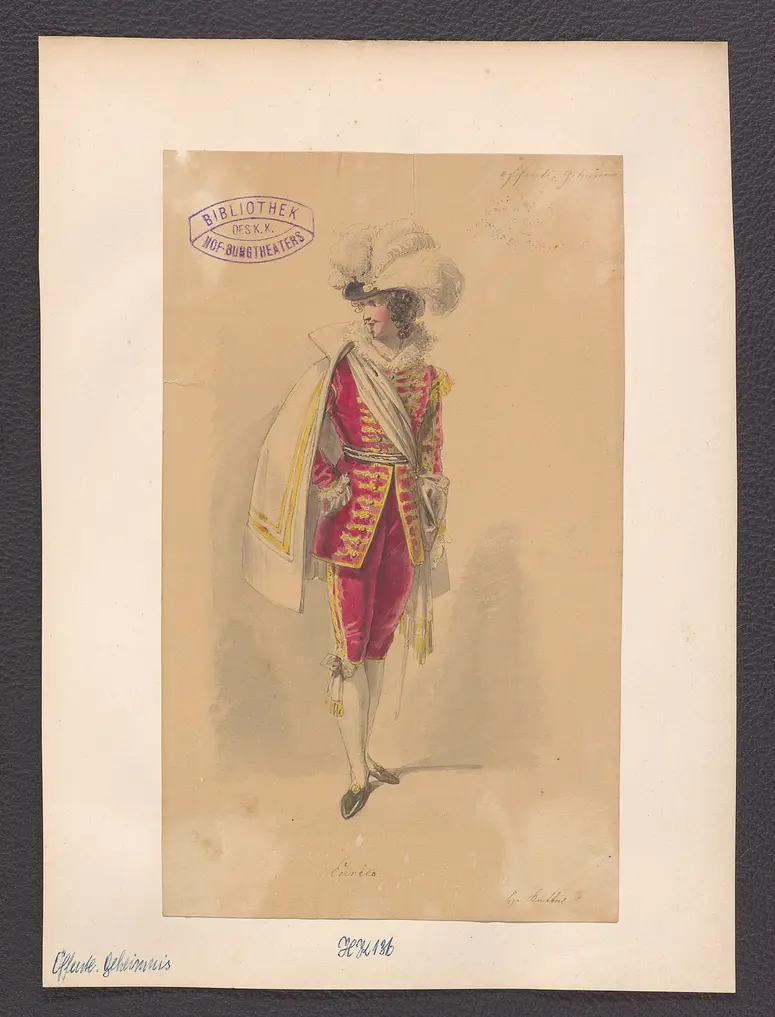 Das öffentliche Geheimnis, Alternativtitel: Das laute Geheimnis, Originaltitel: El secreto a voces, Titel der Serie: Figurinen des k.k. Hof-Burgtheaters