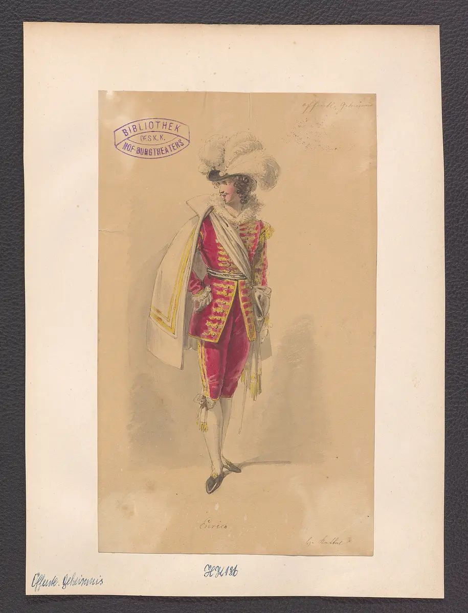 Das öffentliche Geheimnis, Alternativtitel: Das laute Geheimnis, Originaltitel: El secreto a voces, Titel der Serie: Figurinen des k.k. Hof-Burgtheaters