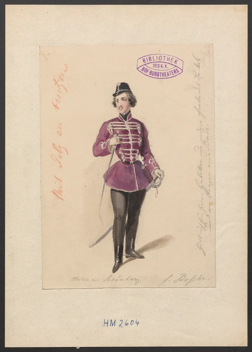 Eine Frau, die in Paris war, Alternativtitel: Ein weiblicher Husar, Titel der Serie: Figurinen des k.k. Hof-Burgtheaters