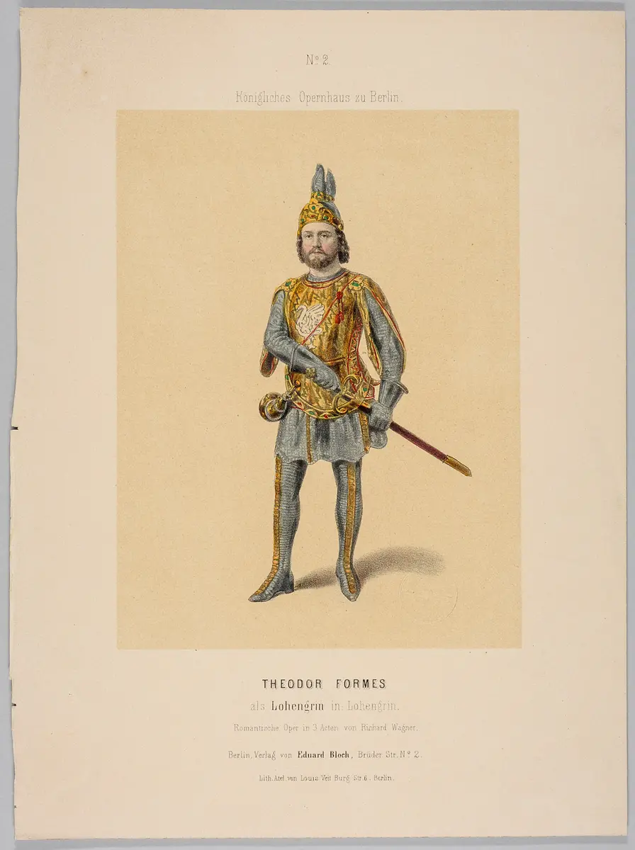 Theodor Formes, Verweis auf Stücktitel: Lohengrin, Titel der Serie: Eduard Bloch's Album der Bühnen-Costüme
