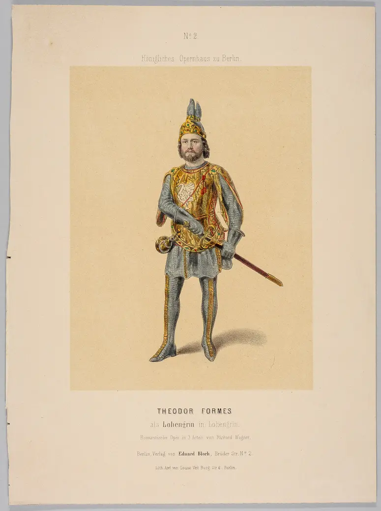 Theodor Formes, Verweis auf Stücktitel: Lohengrin, Titel der Serie: Eduard Bloch's Album der Bühnen-Costüme