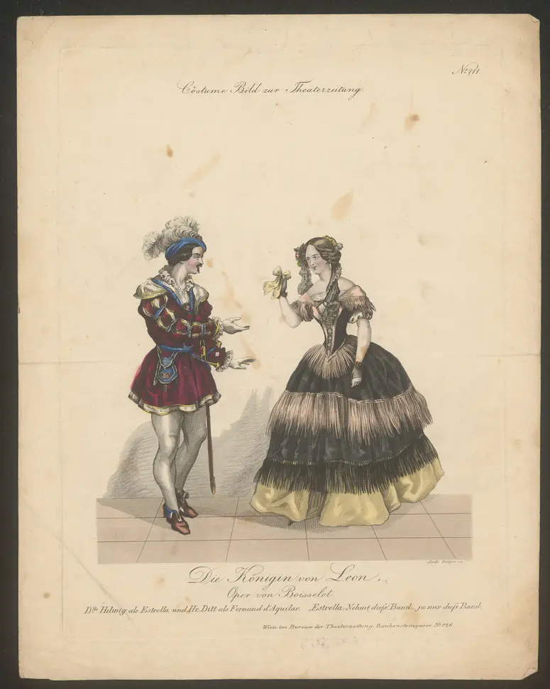 Die Königin von Leon, Titel der Serie: Costume-Bild, Name der Zeitschrift: Wiener Theaterzeitung