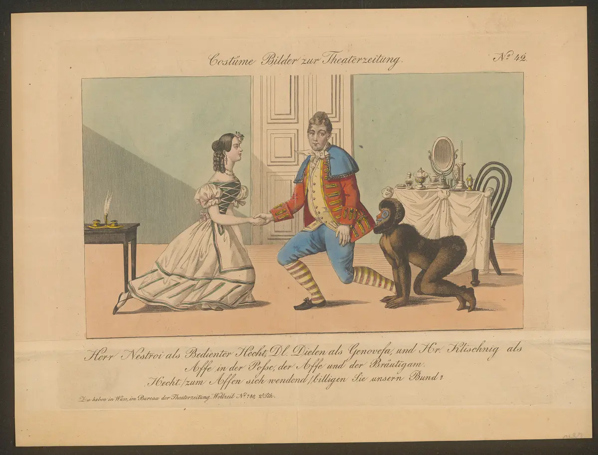 Der Affe und der Bräutigam, Titel der Serie: Costume-Bild, Name der Zeitschrift: Wiener Theaterzeitung
