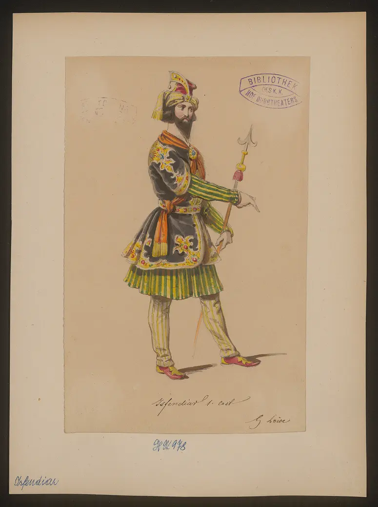 Isfendiar, Titel der Serie: Figurinen des k.k. Hof-Burgtheaters
