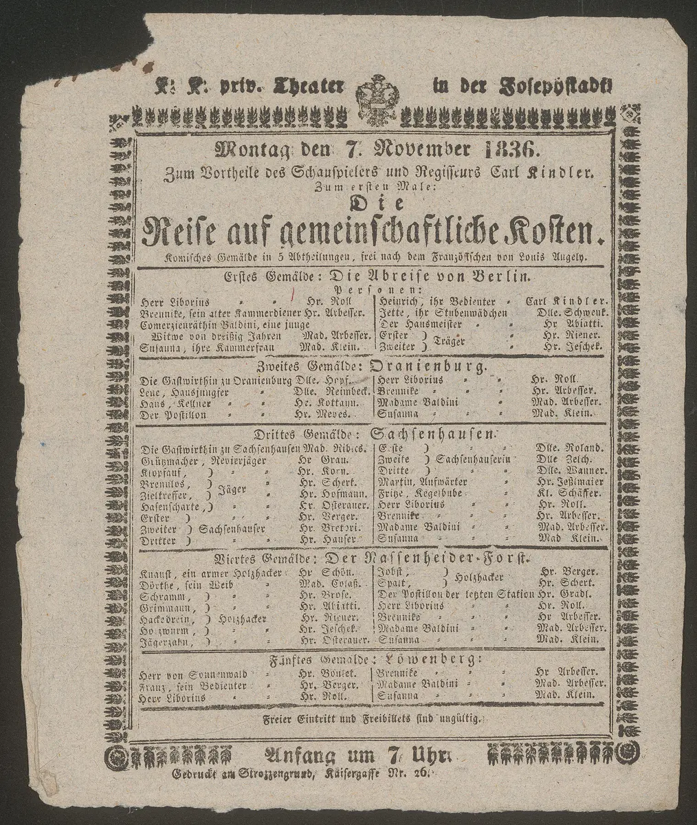 Die Reise auf gemeinschaftliche Kosten