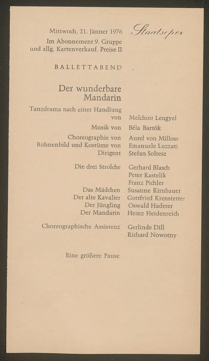Der wunderbare Mandarin, La Mer, Bolero