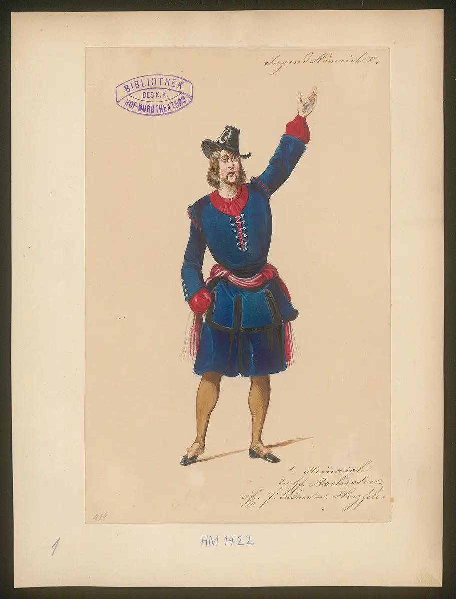 Die Jugend Heinrichs des Fünften, Originaltitel: La jeunesse d'Henri V, Titel der Serie: Figurinen des k.k. Hof-Burgtheaters