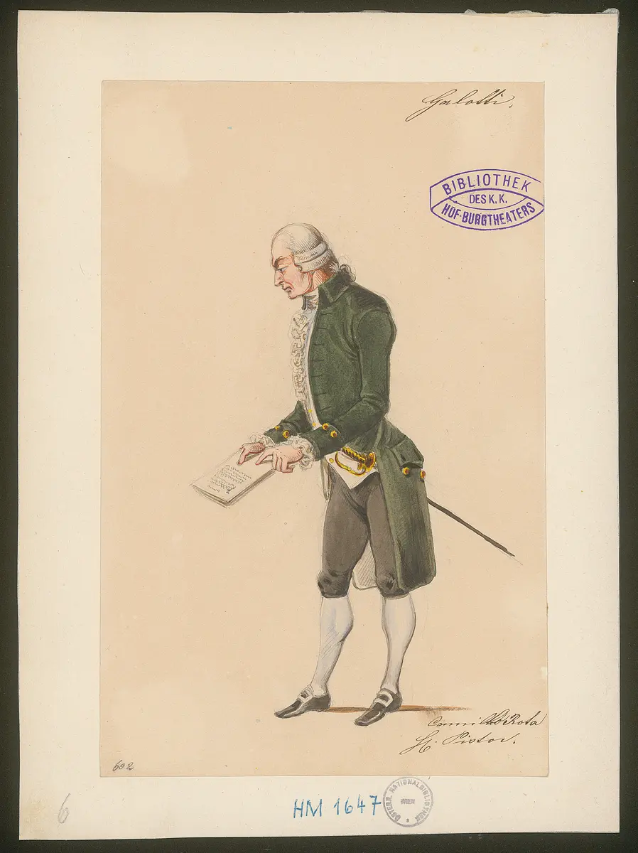 Emilia Galotti, Titel der Serie: Figurinen des k.k. Hof-Burgtheaters