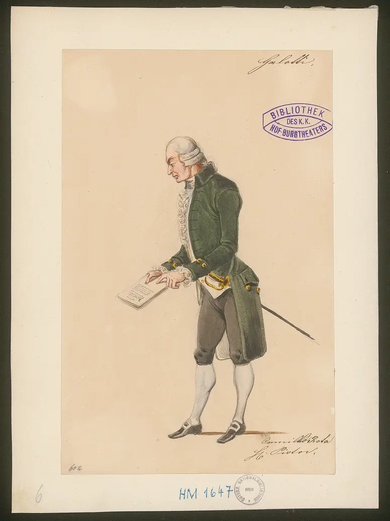 Emilia Galotti, Titel der Serie: Figurinen des k.k. Hof-Burgtheaters