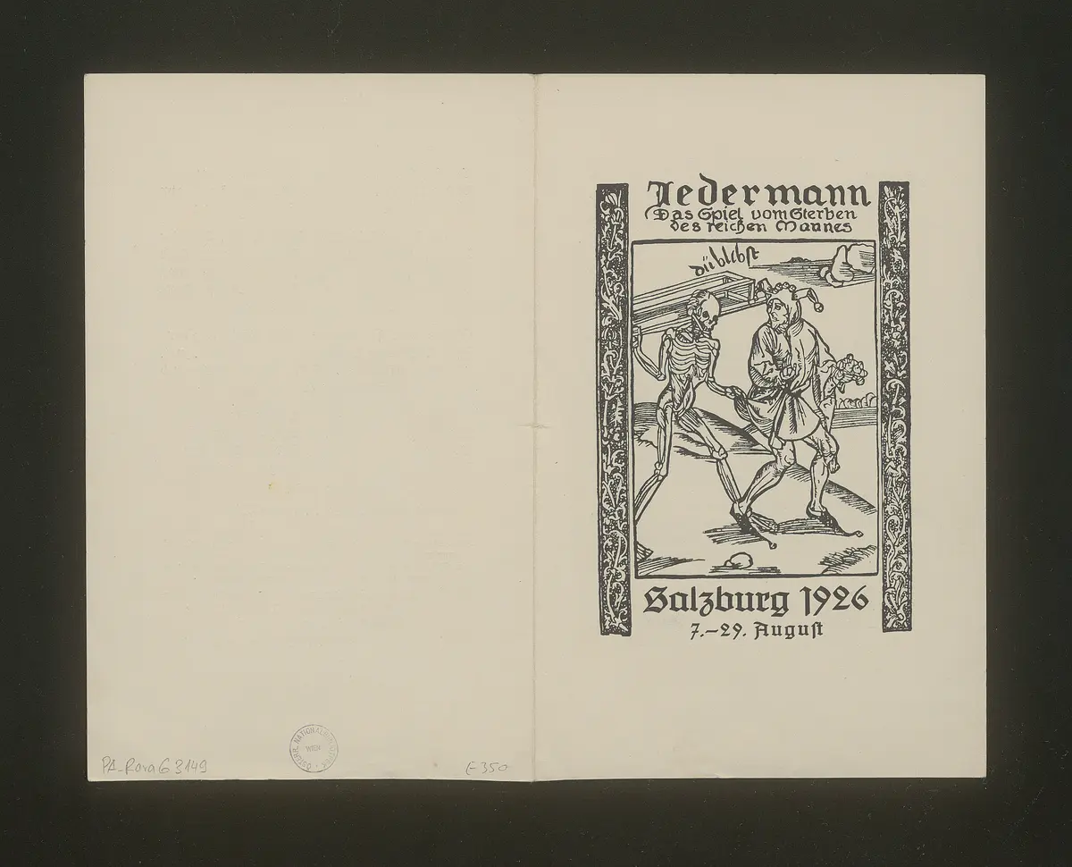 Jedermann, Titel in Vorlageform: Jedermann. Das Spiel vom Sterben des reichen Mannes