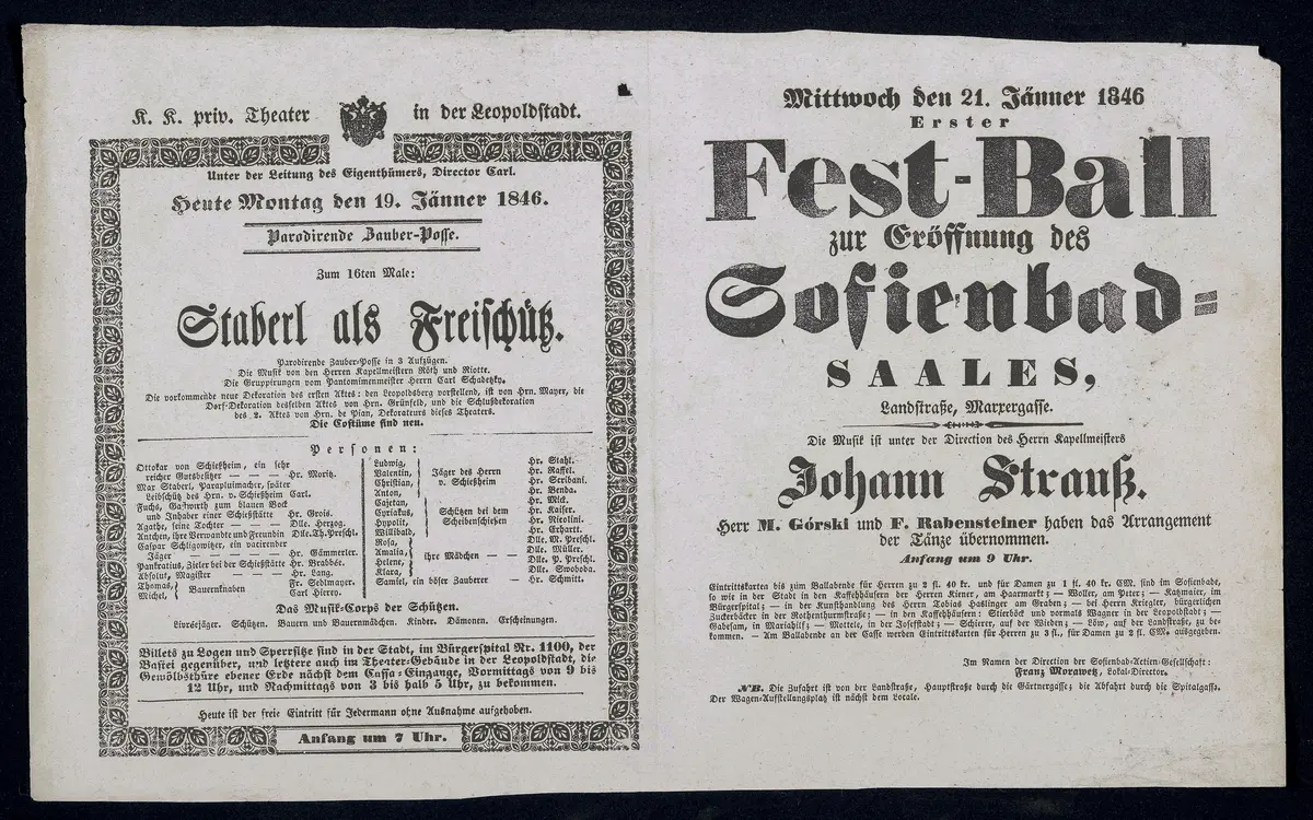Staberl als Freischütz, Erster Fest-Ball zur Eröffnung des Sofienbad-Saales
