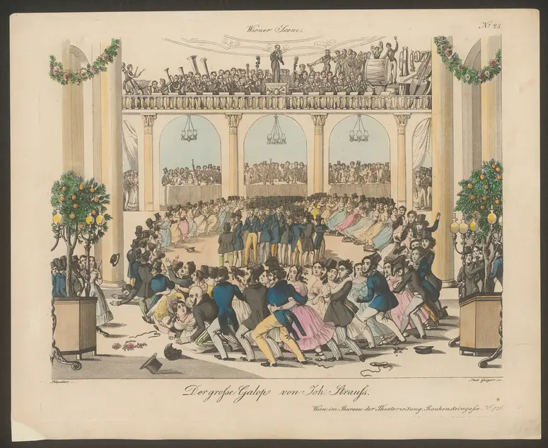 Der große Galop von Joh. Strauß., Titel der Serie: Wiener Scene, Name der Zeitschrift: Wiener Theaterzeitung