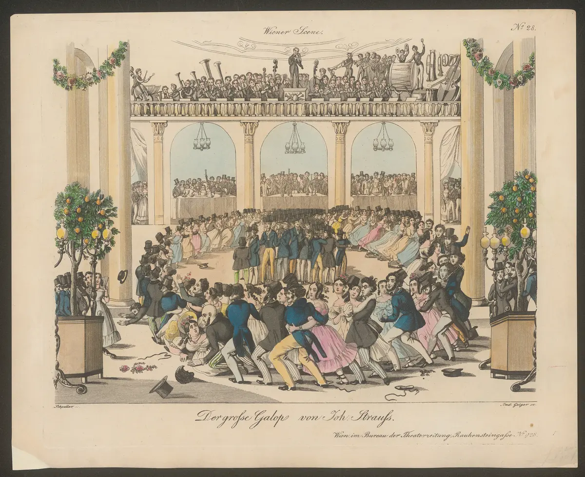 Der große Galop von Joh. Strauß., Titel der Serie: Wiener Scene, Name der Zeitschrift: Wiener Theaterzeitung