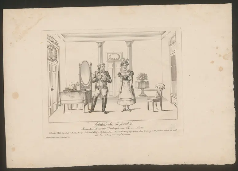 Sylphide das Seefräulein, Alternativtitel: Sylphide, das Seefräulein, Titel der Serie: Gallerie drolliger Scenen, Name der Zeitschrift: Wiener Theaterzeitung