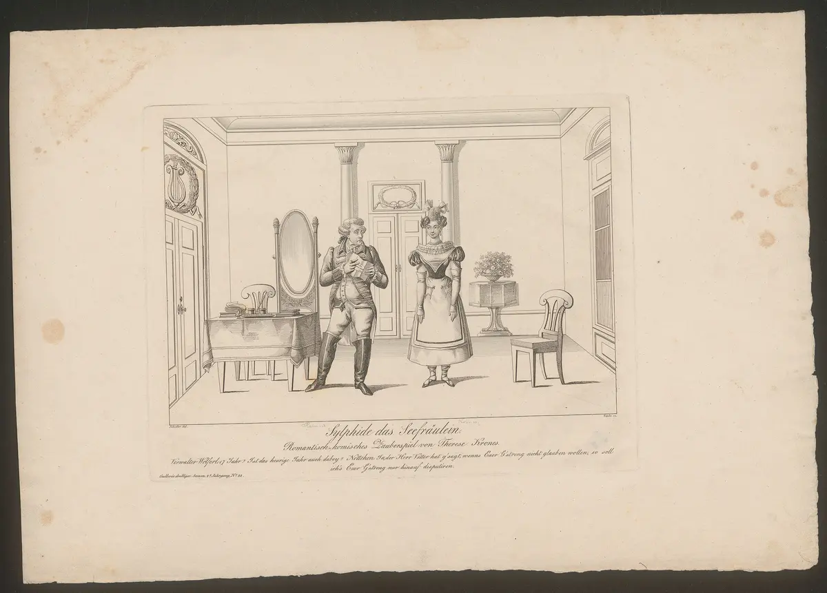 Sylphide das Seefräulein, Alternativtitel: Sylphide, das Seefräulein, Titel der Serie: Gallerie drolliger Scenen, Name der Zeitschrift: Wiener Theaterzeitung