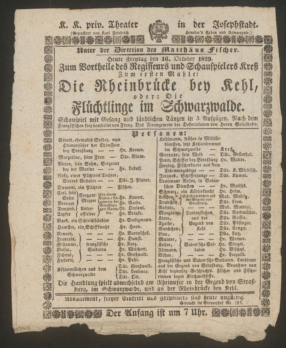 Die Rheinbrücke bei Kehl oder Die Flüchtlinge im Schwarzwalde