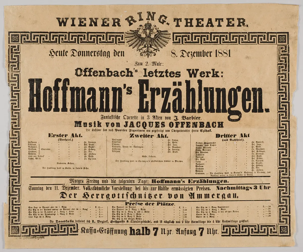 Hoffmanns Erzählungen, Alternativtitel: Aushangzettel des Brandtages des Ringtheater 1881