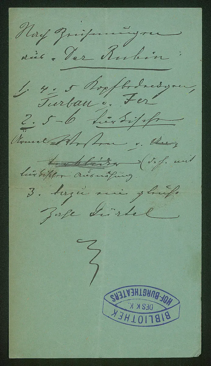 Der Rubin, Titel der Serie: Figurinen des k.k. Hof-Burgtheaters