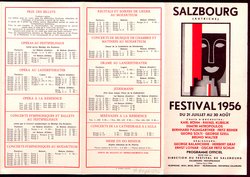 Salzburger Festspiele 1956, Titel in Vorlageform: Salzbourg Festival 1956, Verweis auf Stücktitel: Cosi fan tutte, Verweis auf Stücktitel: Don Giovanni, Verweis auf Stücktitel: Entführung aus dem Serail, Figaros Hochzeit, Verweis auf Stücktitel: Idomeneo, Verweis auf Stücktitel: Zauberflöte, Verweis auf Stücktitel: Jedermann, Verweis auf Stücktitel: Egmont