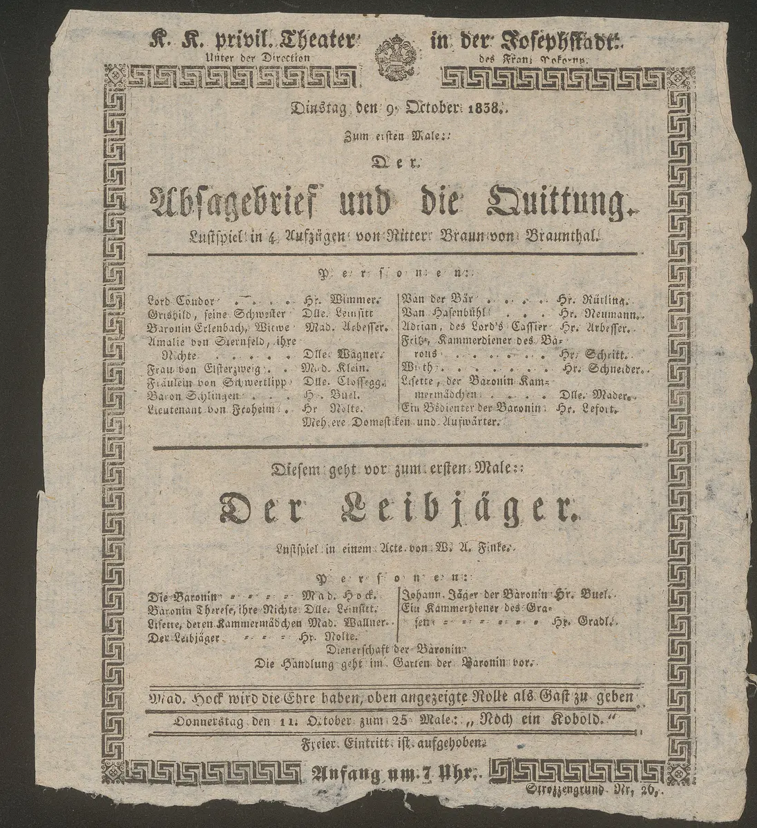 Der Absagebrief und die Quittung, Der Leibjäger