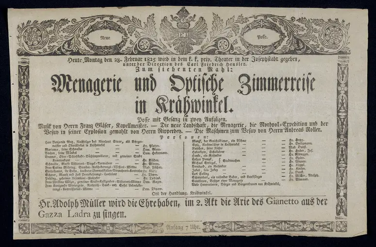 Menagerie und optische Zimmerreise in Krähwinkel