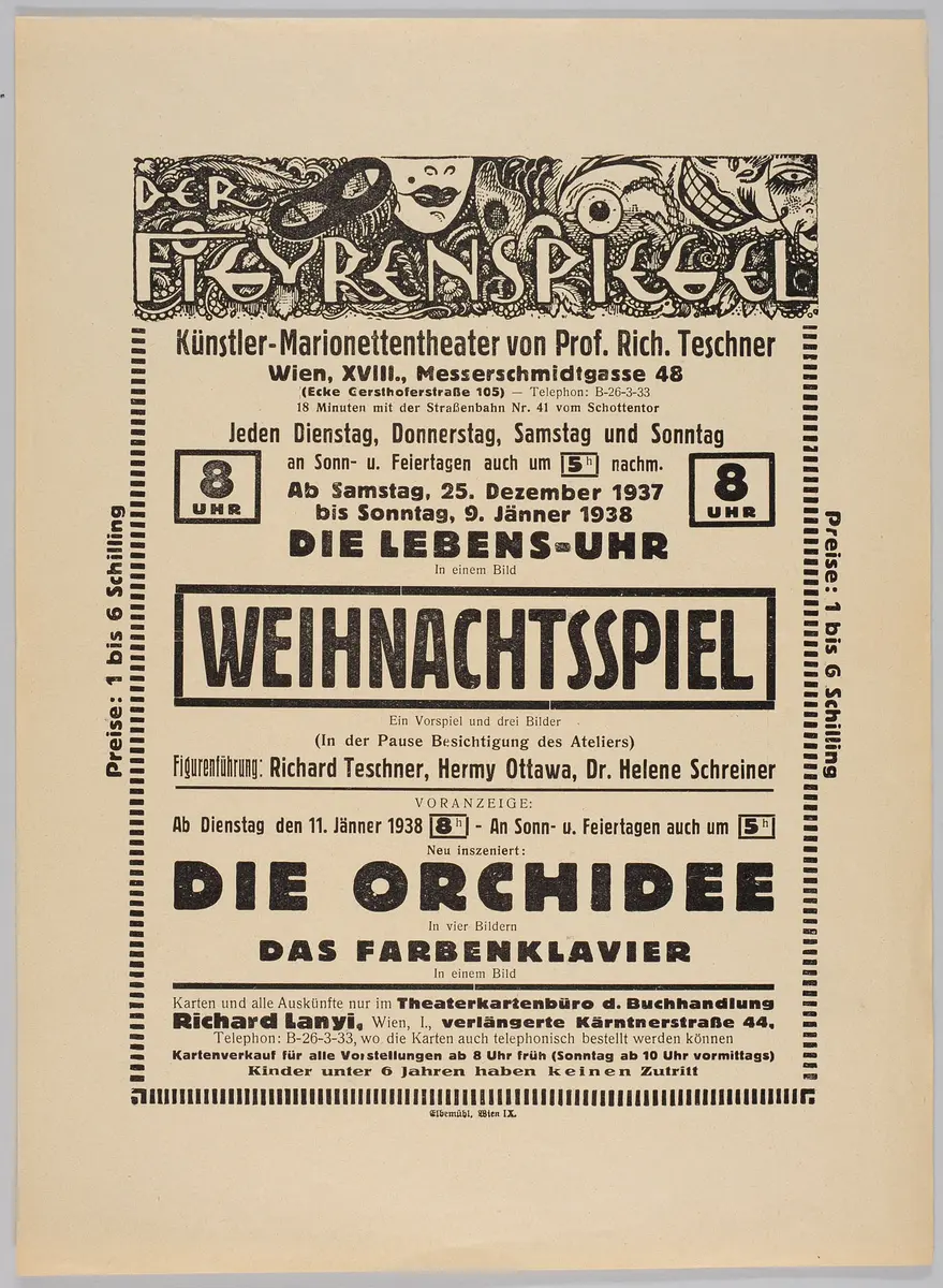 Der Figurenspiegel, Verweis auf Stücktitel: Die Lebens-Uhr, Verweis auf Stücktitel: Weihnachtsspiel