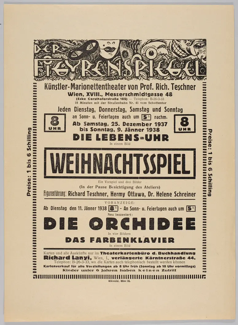 Der Figurenspiegel, Verweis auf Stücktitel: Die Lebens-Uhr, Verweis auf Stücktitel: Weihnachtsspiel