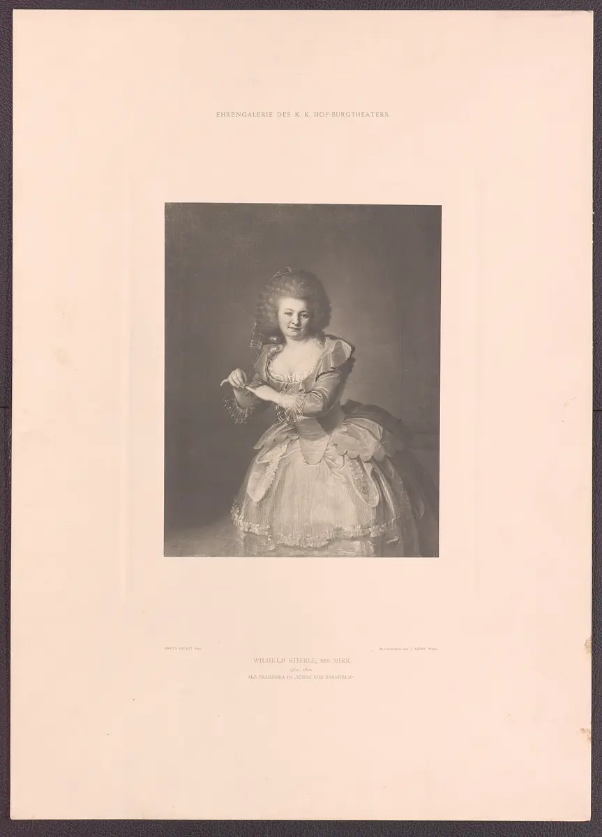 Maria Henriette Wilhelmine Stierle, Verweis auf Stücktitel: Minna von Barnhelm, Titel der Serie: Ehrengalerie des K.K. Hof-Burgtheaters