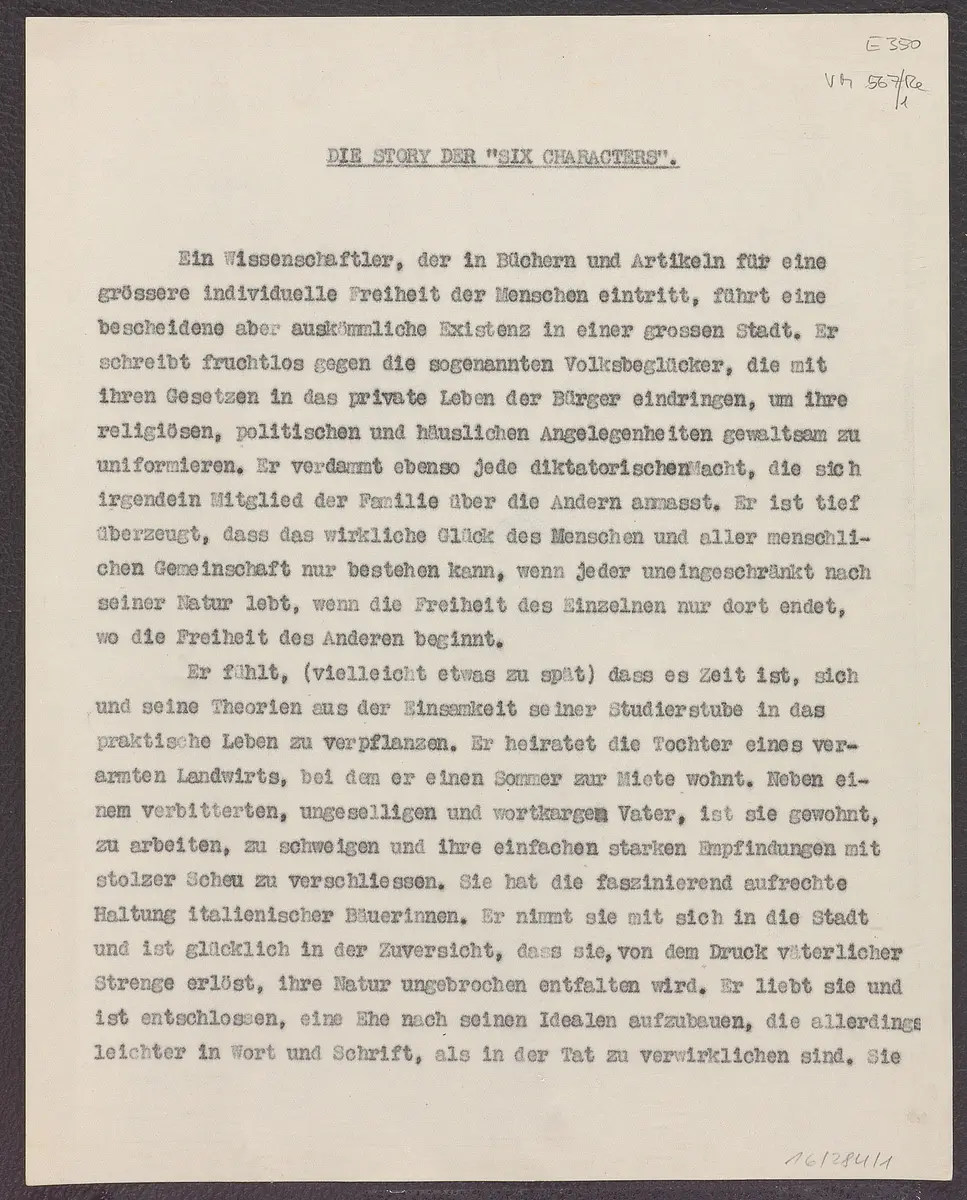 Sechs Personen suchen einen Autor